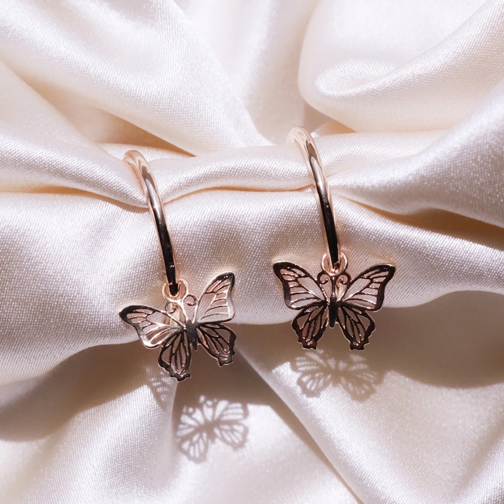 Earrings with Butterfly Motif - Hollow Design