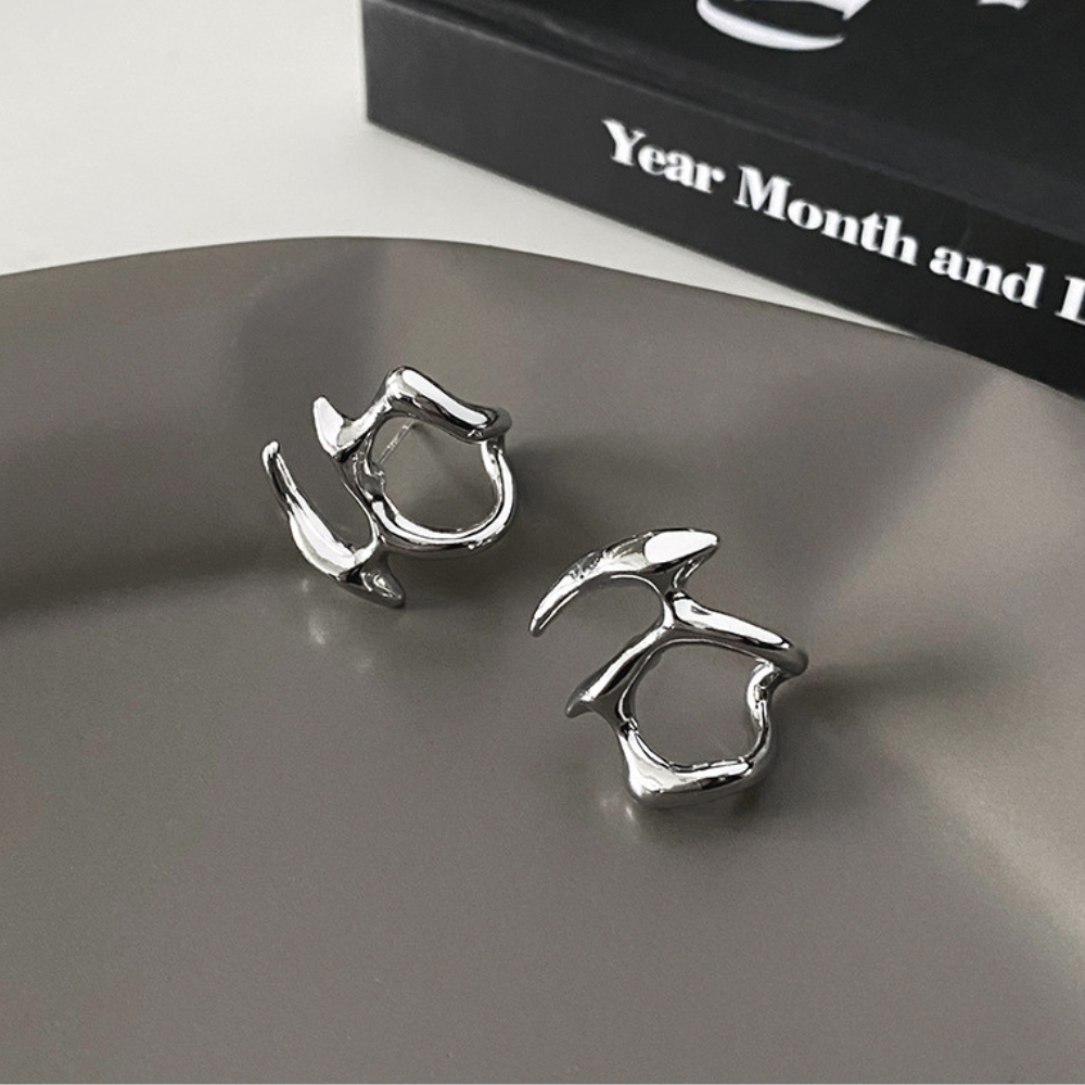 Women Abstract Earrings with Irregular Shape - Pair