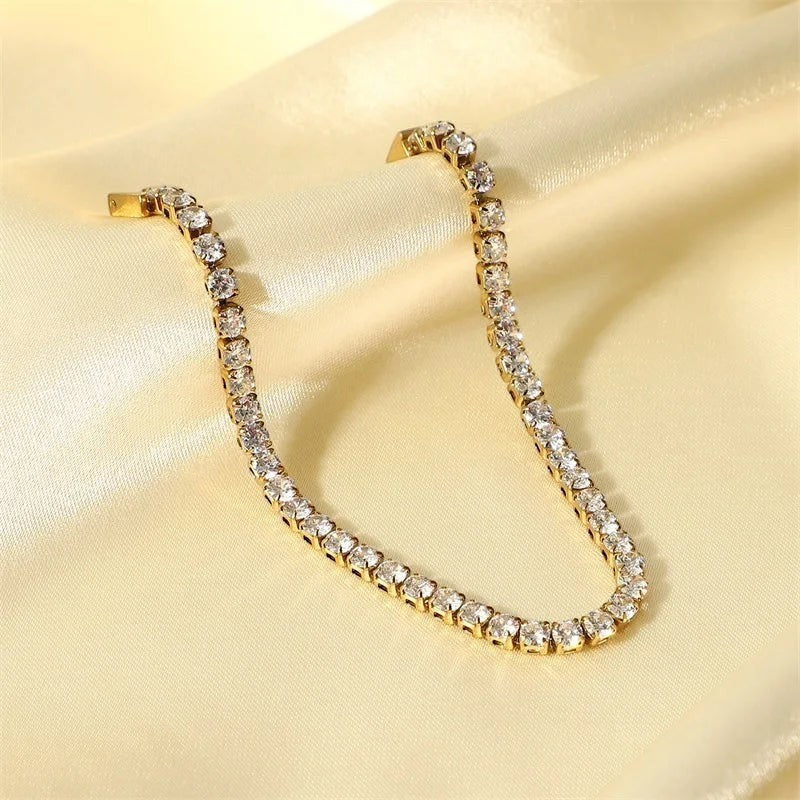 Women’s Tennis Bracelet with Continuous Row of Round Stone Accents and Box Clasp