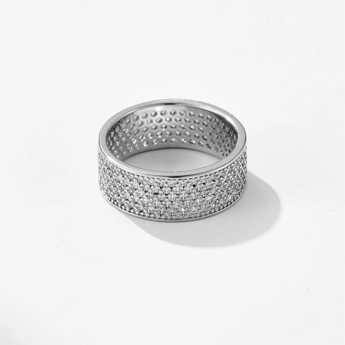 Women’s Broad Statement Ring with Full Surface Stone Setting