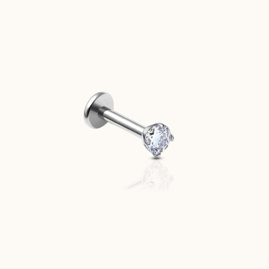 2mm CZ earrings without threads with flat back