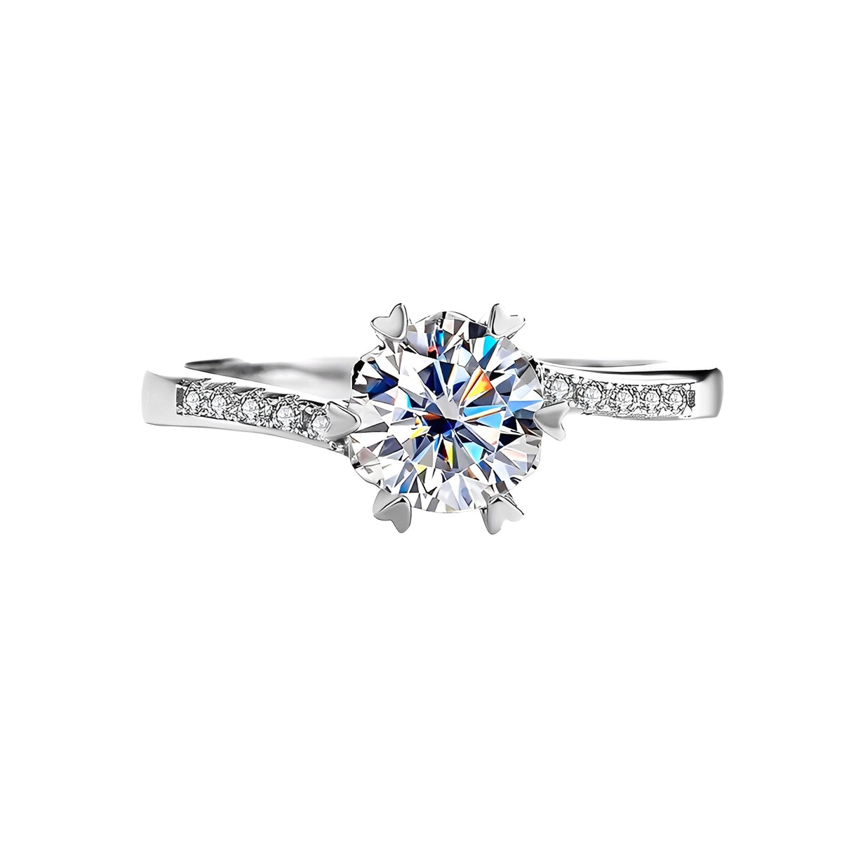 Women’s's Ring with Round Center Stone and Side Stone Accents