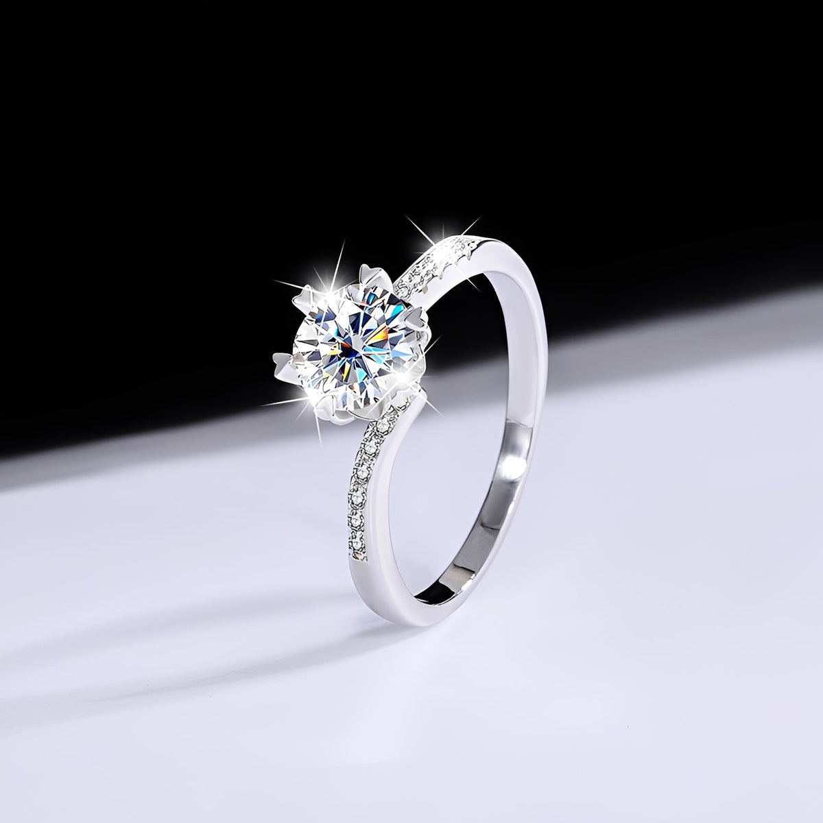 Women’s's Ring with Round Center Stone and Side Stone Accents