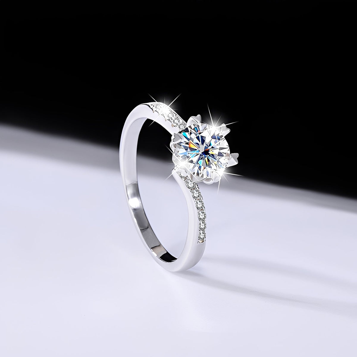 Women’s's Ring with Round Center Stone and Side Stone Accents