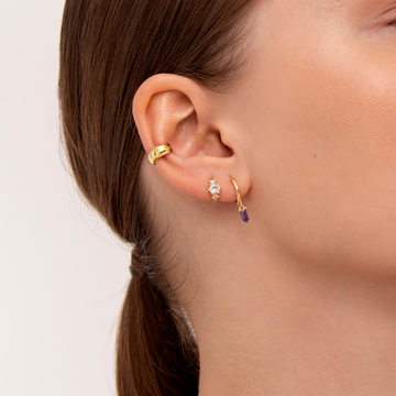 Women’s Small Hoops with Three Round Arranged Stone Accents