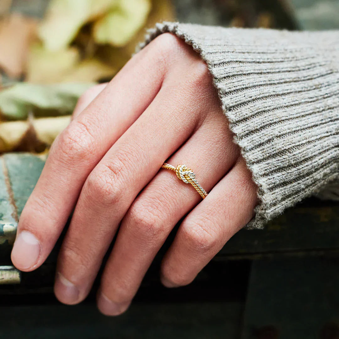 Mother & Daughter Bond Ring - Ring with 2 Strands and Knot