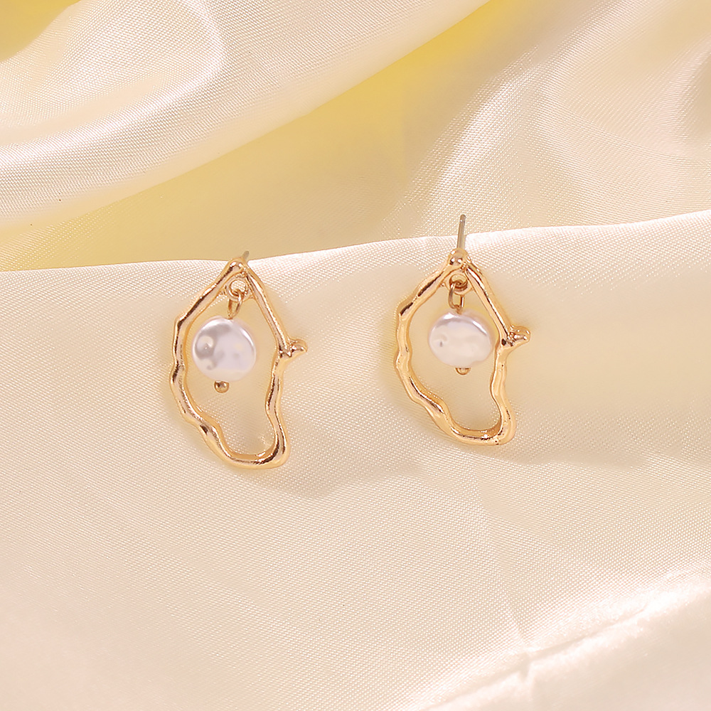 Irregular Pearl Earrings - Hanging Pearl Studs