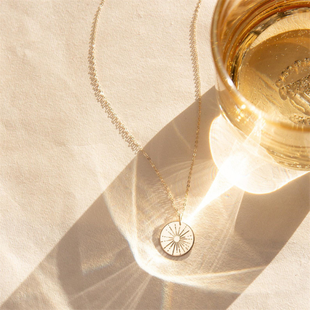 Sunbeam Necklace - Small Pendant Necklace with Sun Motif
