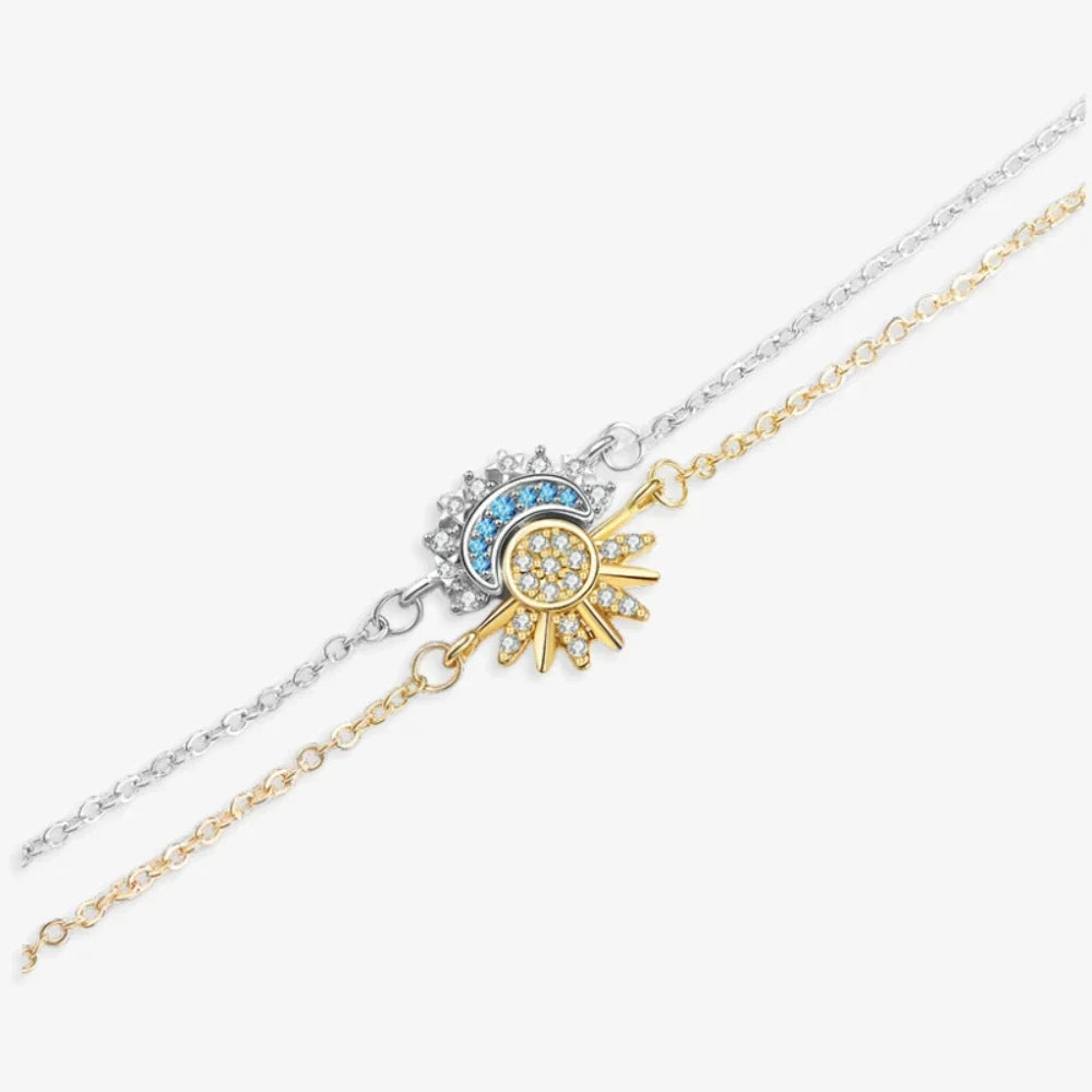 Women’s 2-piece Partner Bracelet Set with Sun and Moon Motif