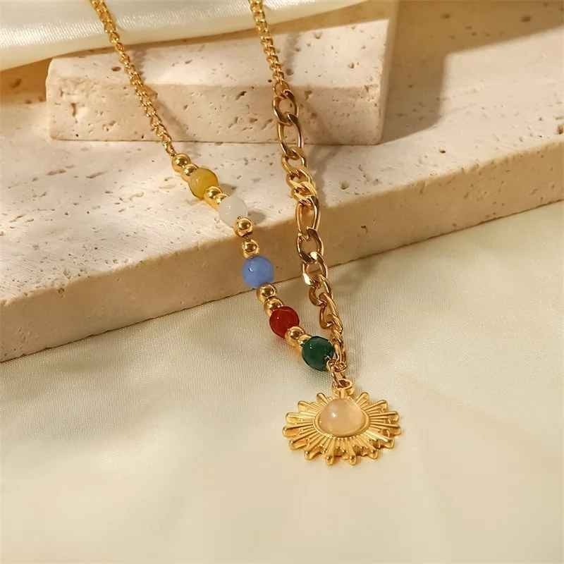Women's Sun Motif Necklace with Symbolic Light Design