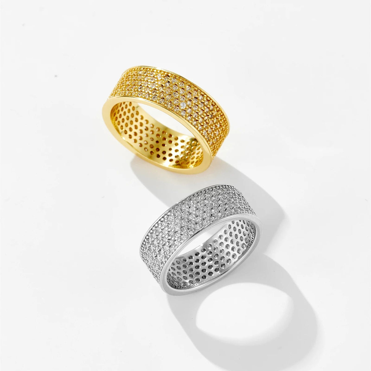 Women’s Broad Statement Ring with Full Surface Stone Setting