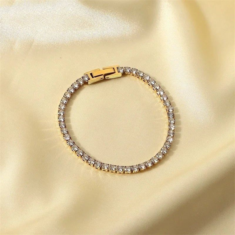Women’s Tennis Bracelet with Continuous Row of Round Stone Accents and Box Clasp