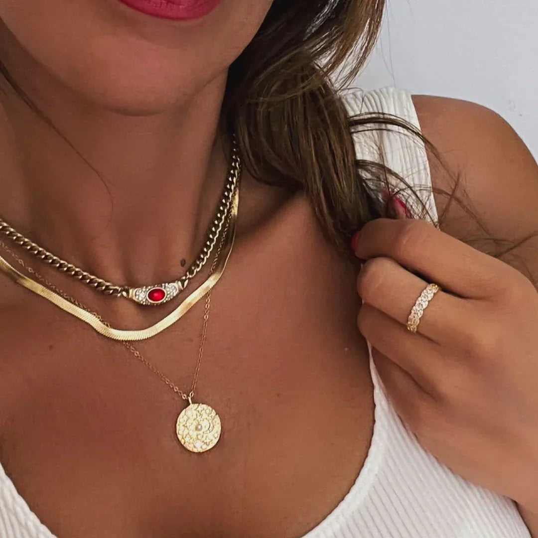 Women's Pendant Necklace with Gemstone Simulant and Extension Chain