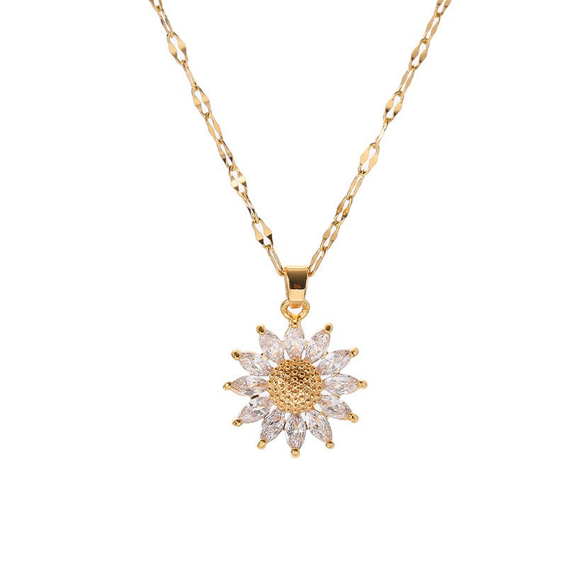 Jennie – Sunflower Necklace made of Crystal and Gold Plating