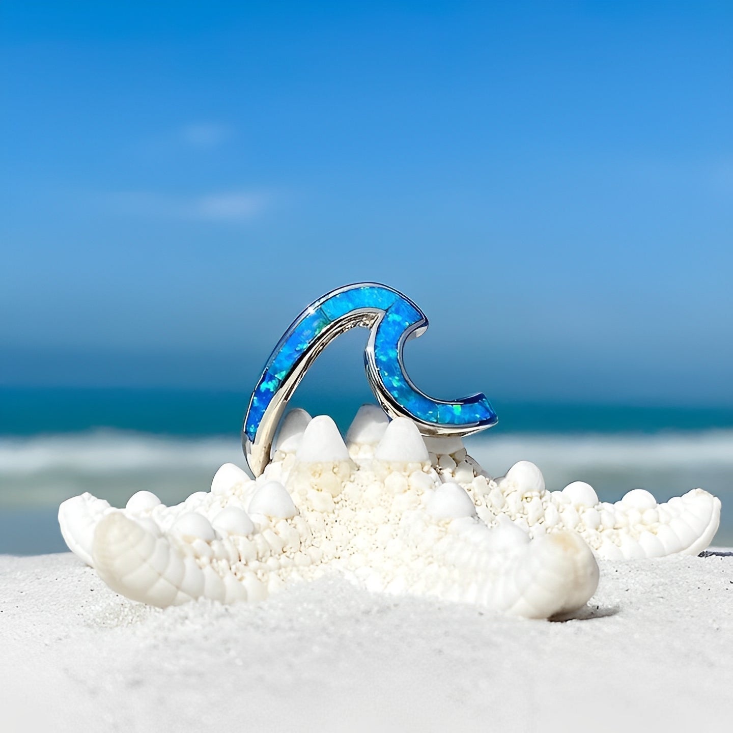 Nerina – Ring Ocean Wave in Opal and Silver