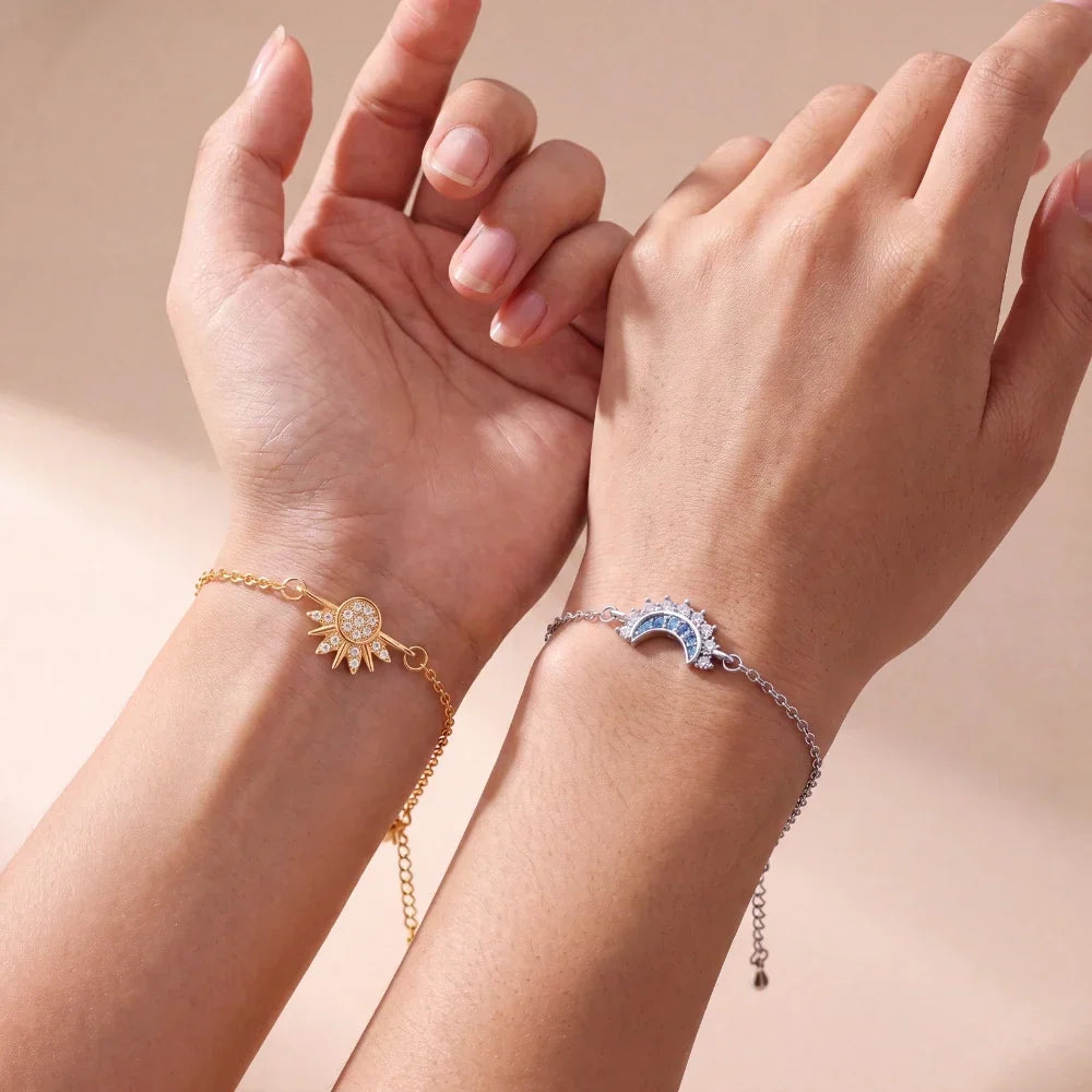 Women’s 2-piece Partner Bracelet Set with Sun and Moon Motif