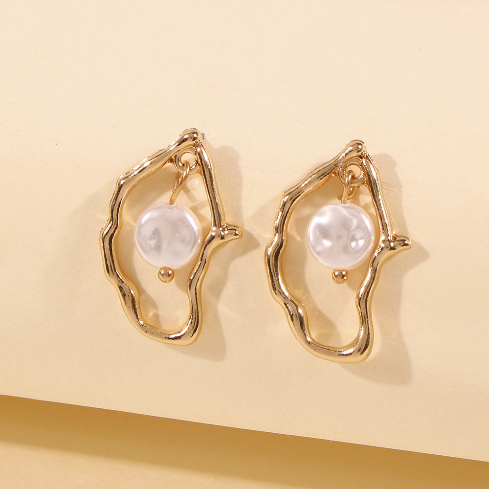 Irregular Pearl Earrings - Hanging Pearl Studs