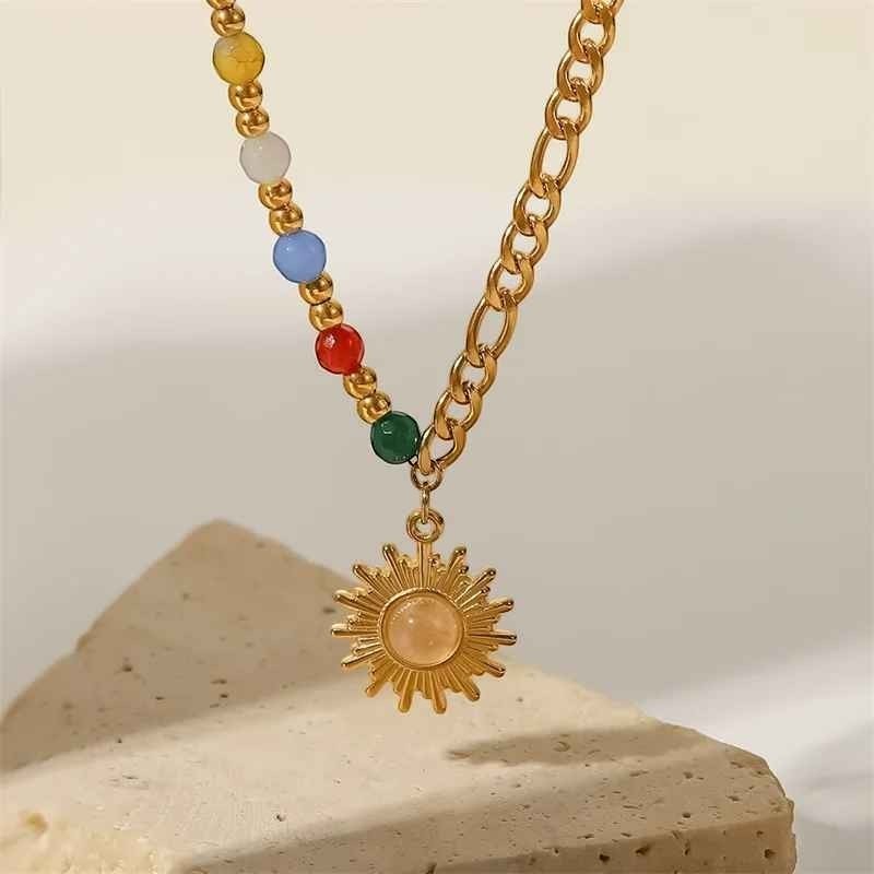 Women's Sun Motif Necklace with Symbolic Light Design