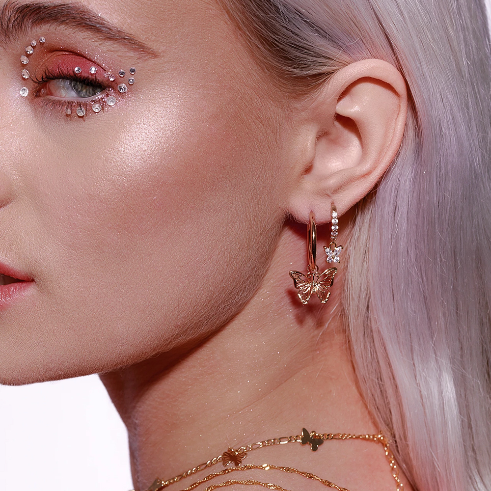 Earrings with Butterfly Motif - Hollow Design