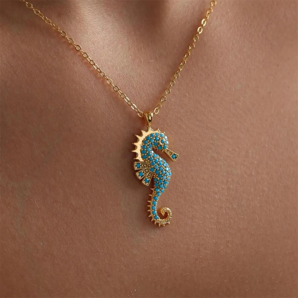 Women Necklace with Seahorse Pendant in Ocean Design