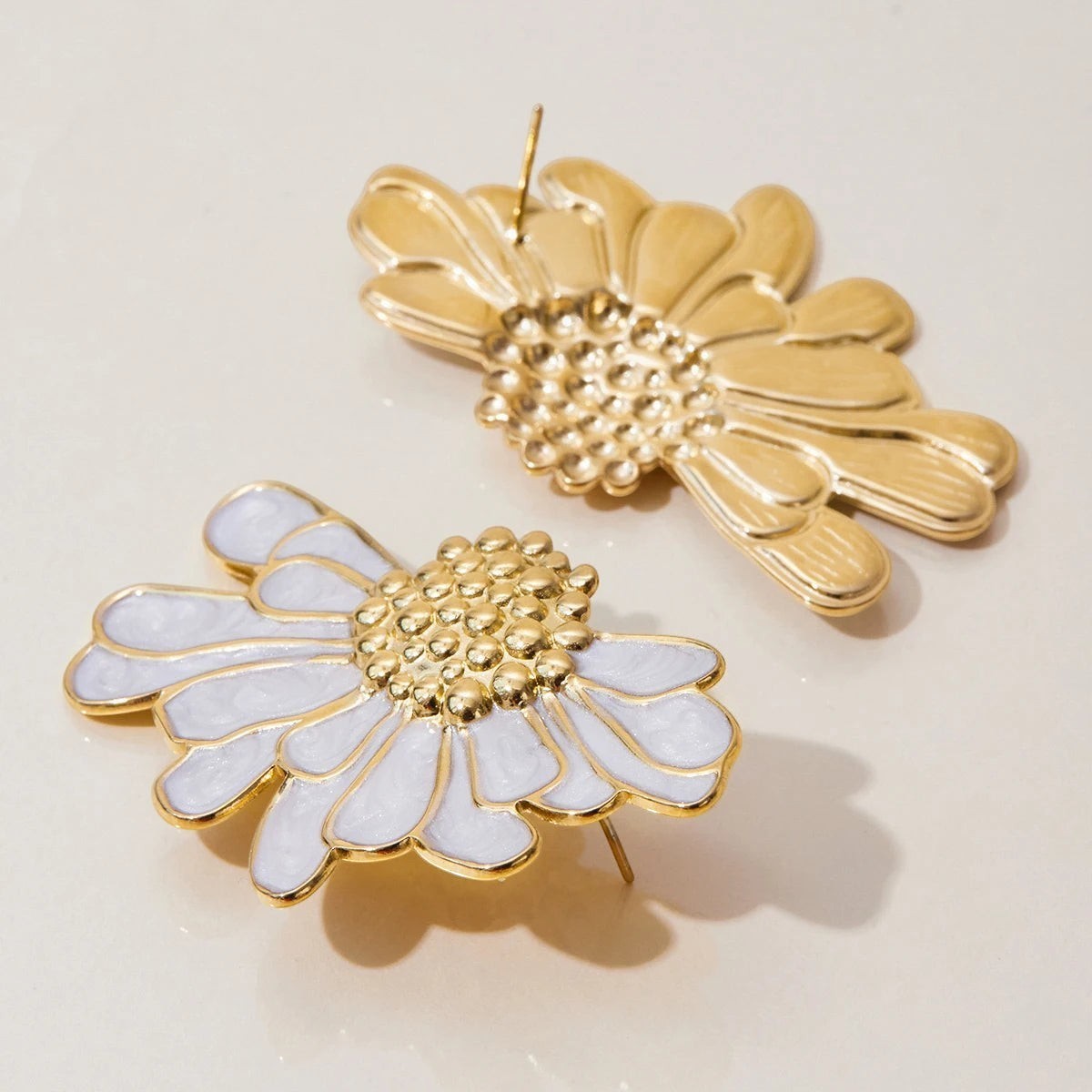 Women’s Flower Earrings with Floral Design and Sparkling Stone Accents