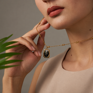 Women's Pendant Necklace with Square Floral Motif