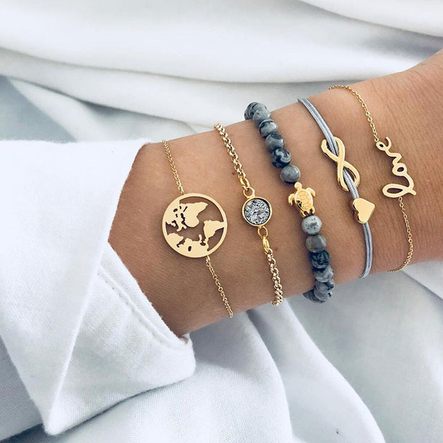 Alora – Stylish Set of Bracelets in Lime Color