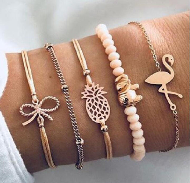 Alora – Stylish Set of Bracelets in Lime Color