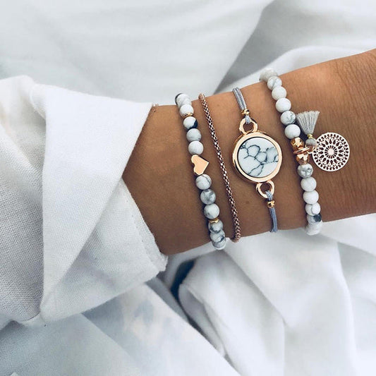 Alora – Stylish Set of Bracelets in Lime Color