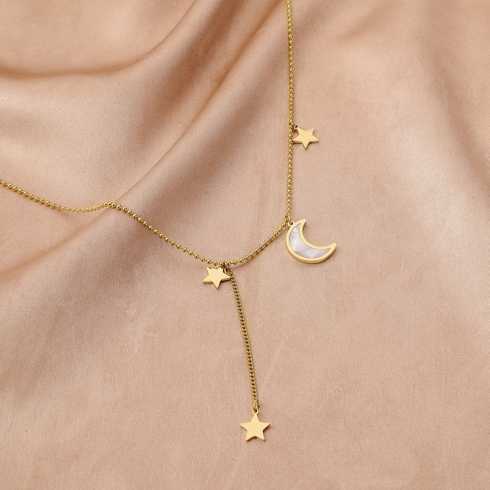 Star and Moon Necklace - Crescent Moon