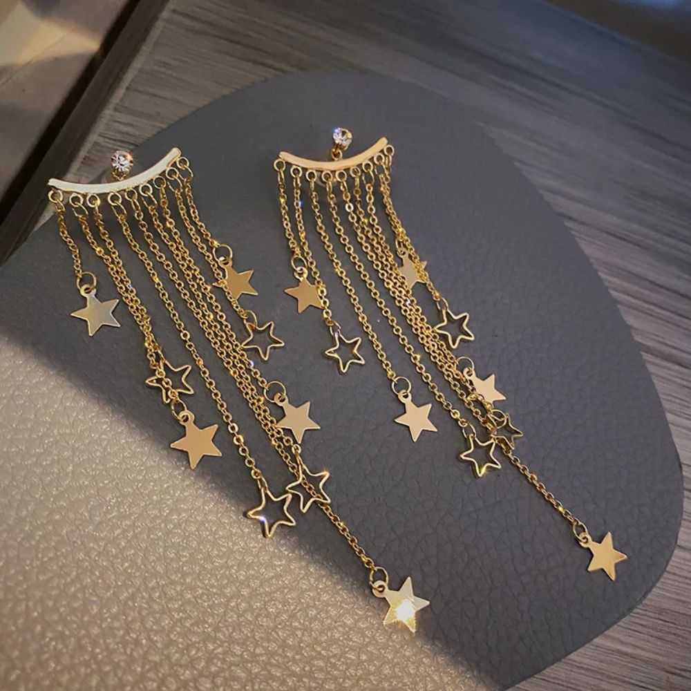 Valerie – Hanging Earrings Star with Tassels