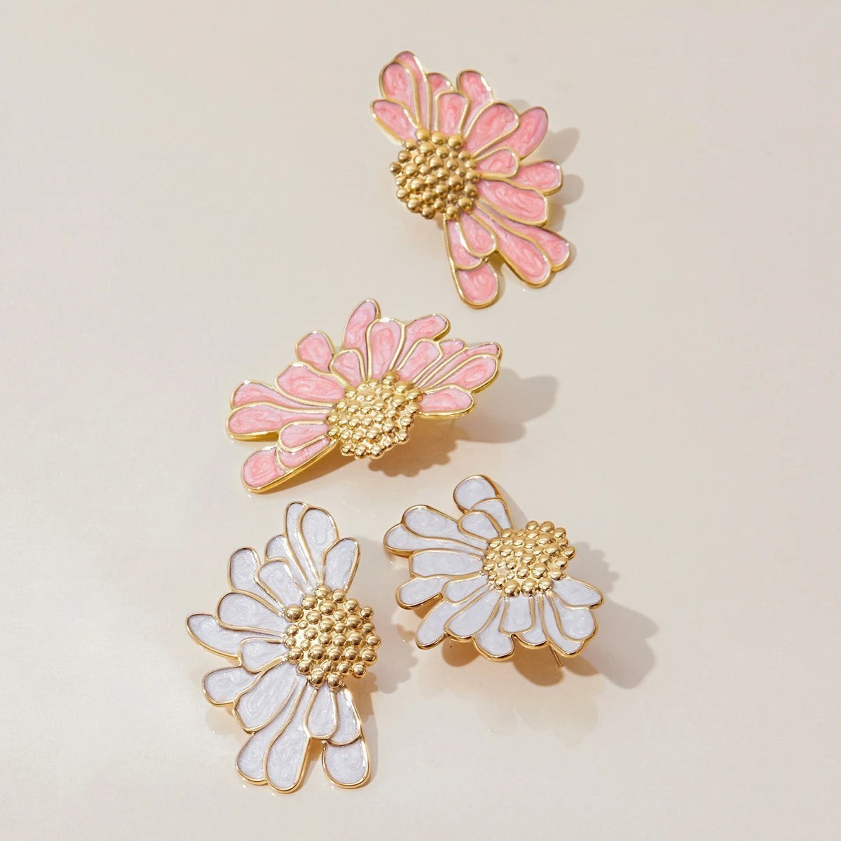 Women’s Flower Earrings with Floral Design and Sparkling Stone Accents