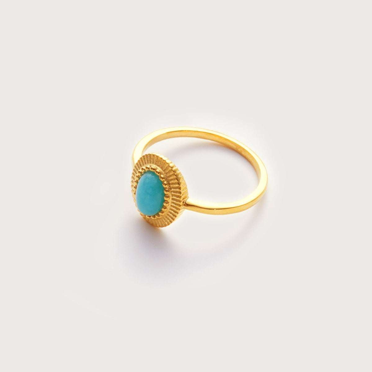 Women’s Ring with Amazonite Center Stone and Grooved Band