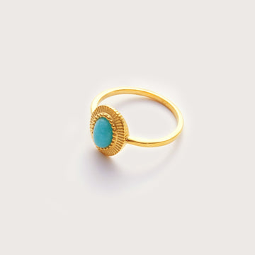 Women’s Ring with Amazonite Center Stone and Grooved Band