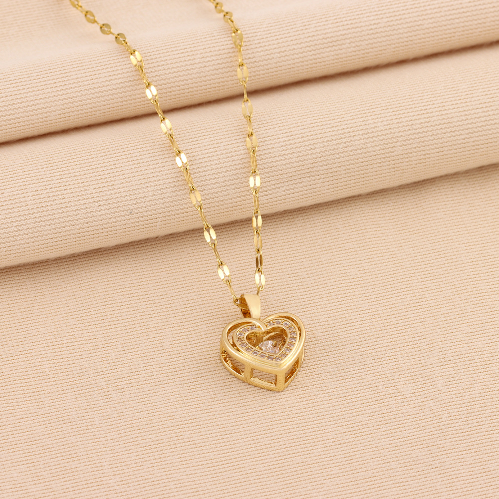 Love Heart Pendant - Double Layer Necklace