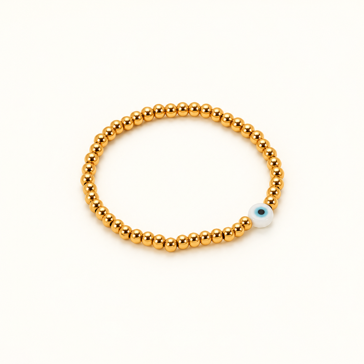 Women's Pearl Bracelet with Round Eye Motif and Evenly Arranged Bead Pearls