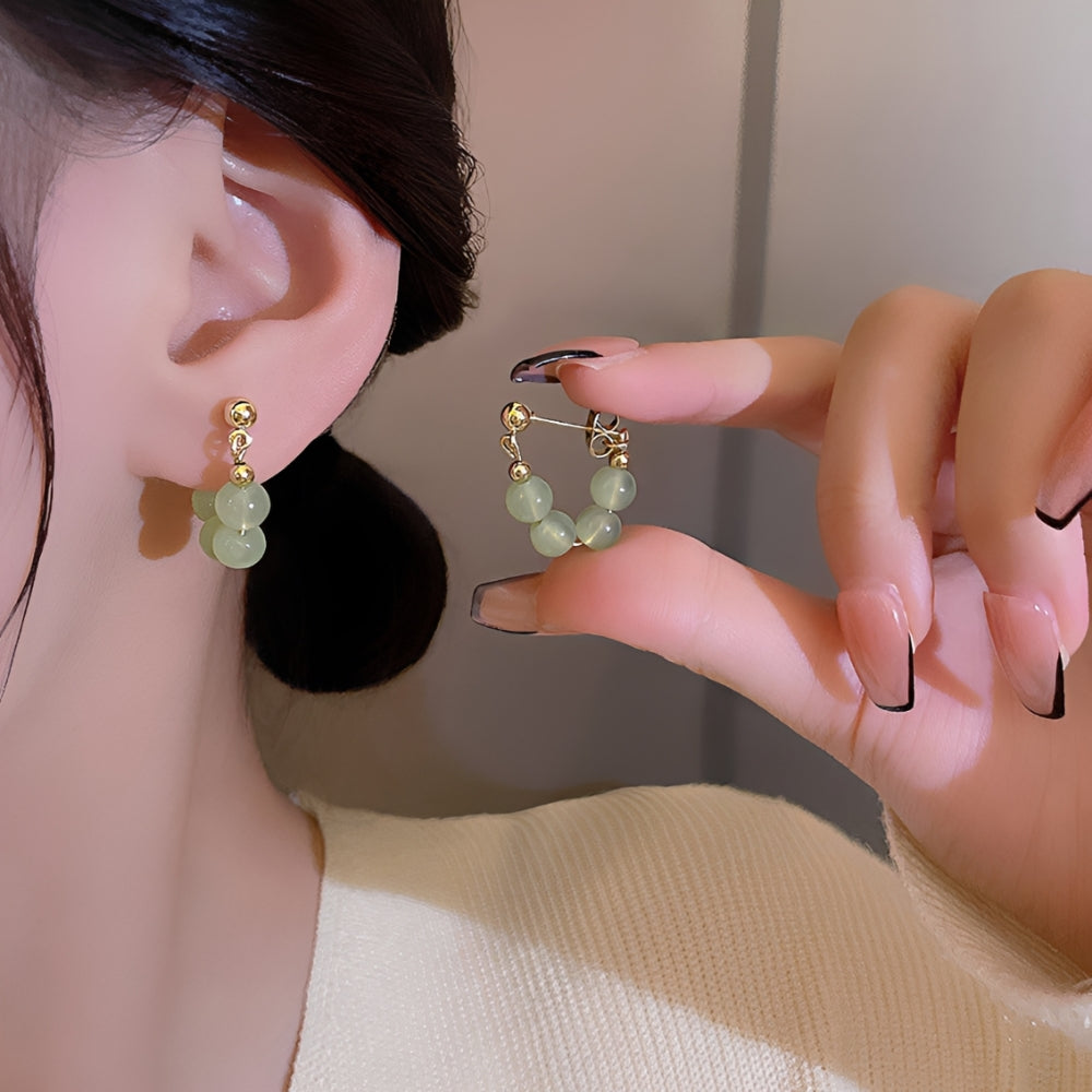 Women Earrings with Round Pearl Design