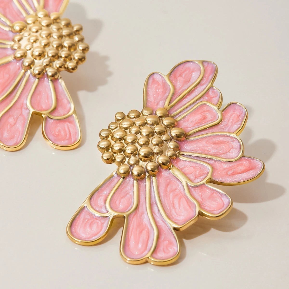 Women’s Flower Earrings with Floral Design and Sparkling Stone Accents