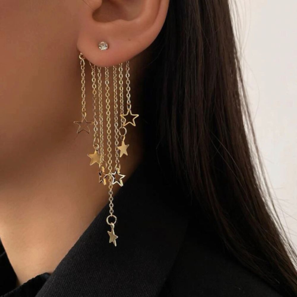 Valerie – Hanging Earrings Star with Tassels