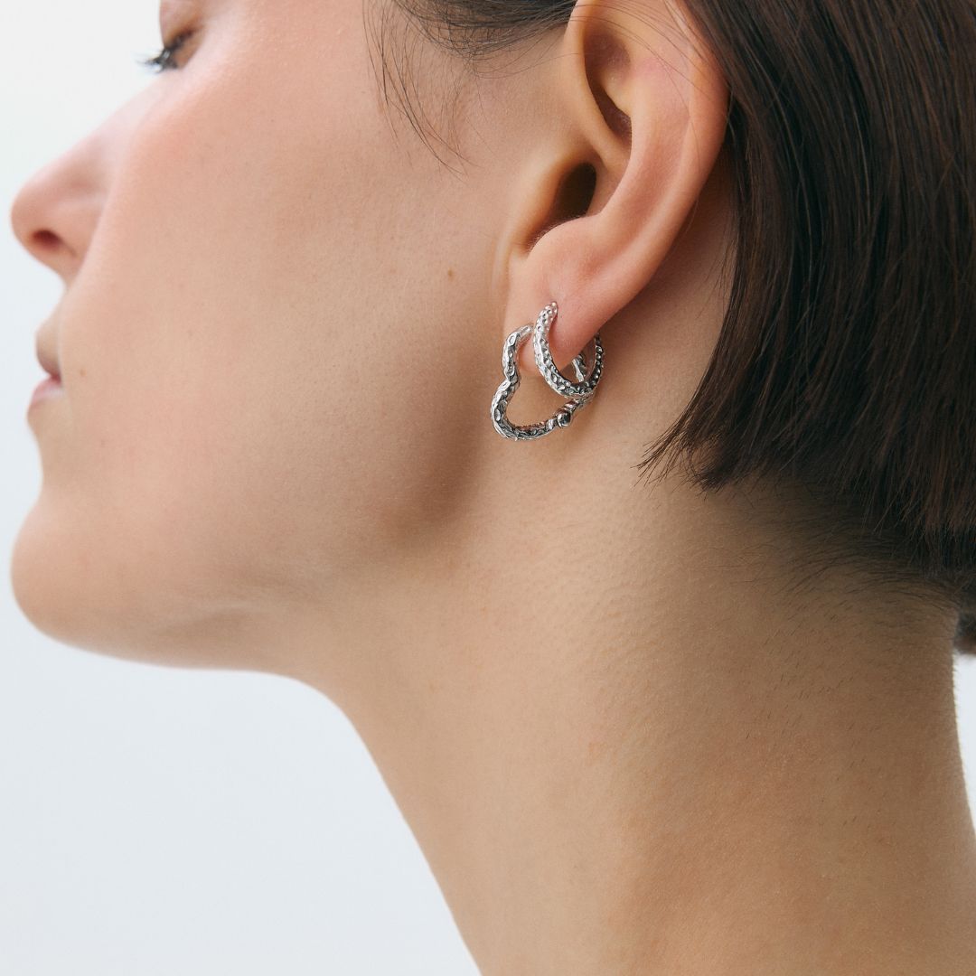 Women’s Heart Hoops with Irregular Texture and Organic Shape