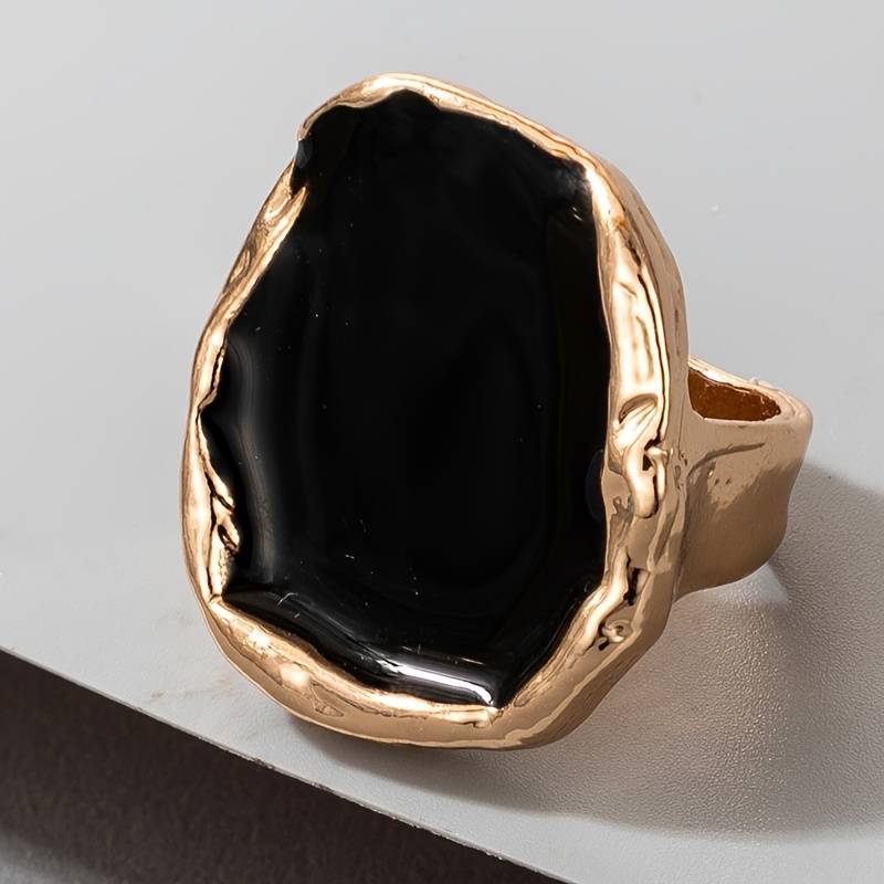 Vintage Black Stone Oversized Ring - Vintage Exaggerated Black Ring