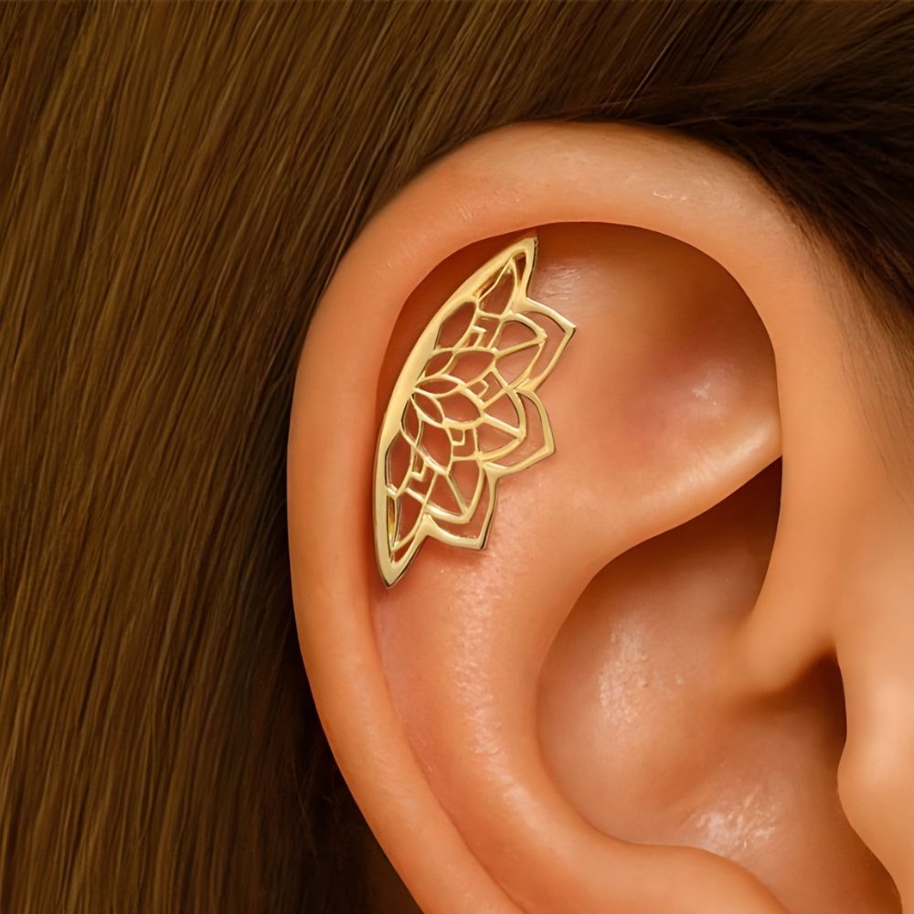 Ladies Helix Earring with Mandala Design