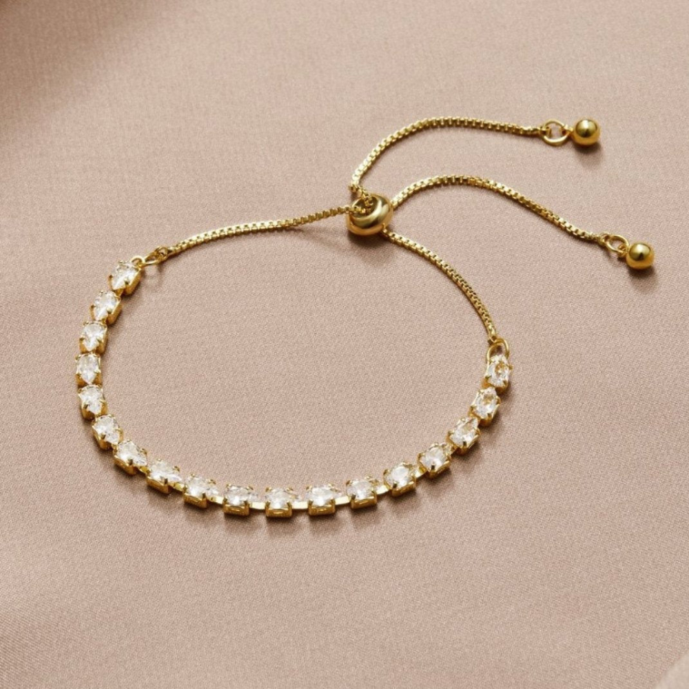 Golden Crystal Bracelet - Adjustable Crystal Bracelet