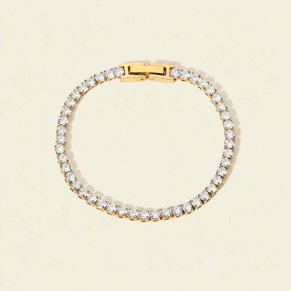 Women’s Tennis Bracelet with Continuous Row of Round Stone Accents and Box Clasp