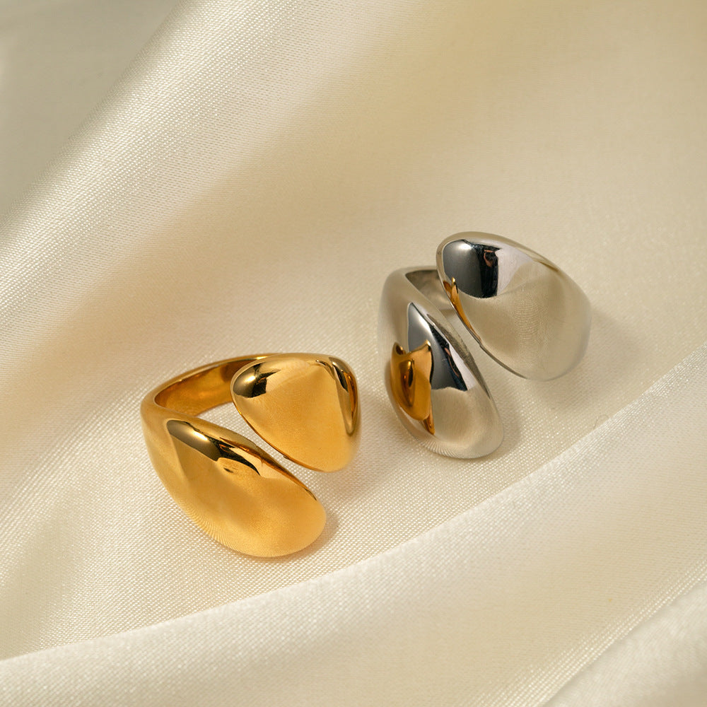 Women's Adjustable Open Ring with Organically Curved Design