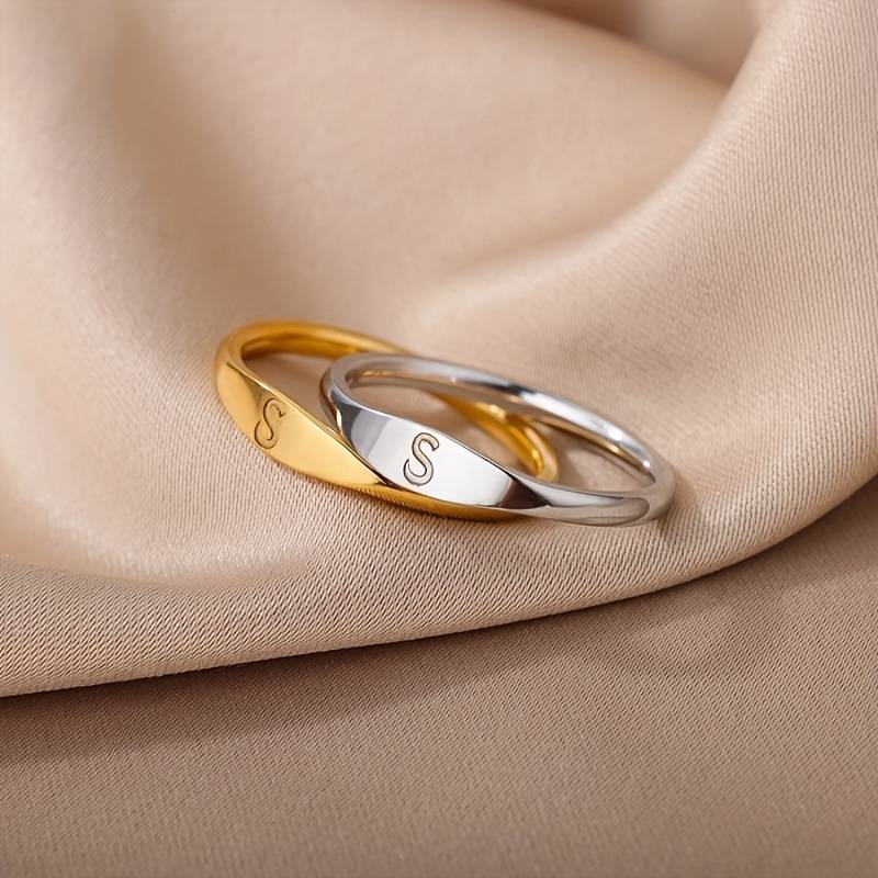 Simple Name Ring | Simple Ring with Engraved Initial