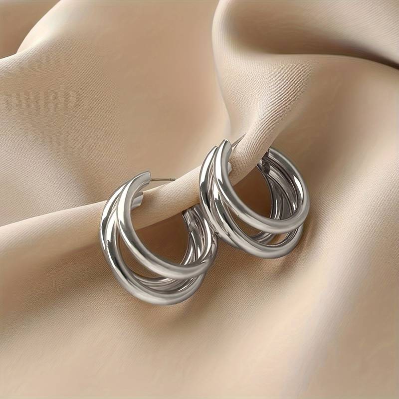Triple Ring Earring - 3 Gold Ring Earrings