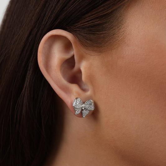 Minerva - Sterling Silver Bow-Shaped Earrings