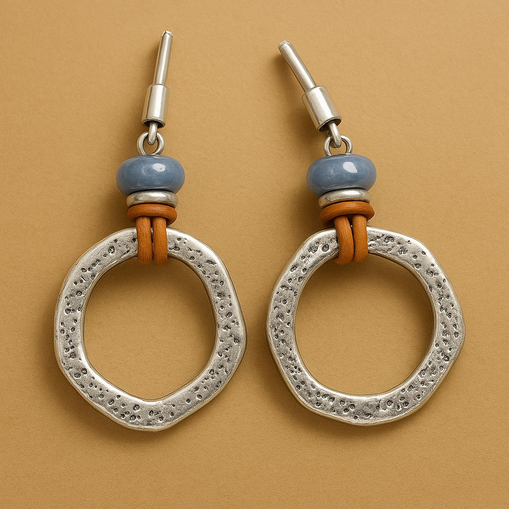 Mira – Silver Round Earrings in Boho Vintage Look