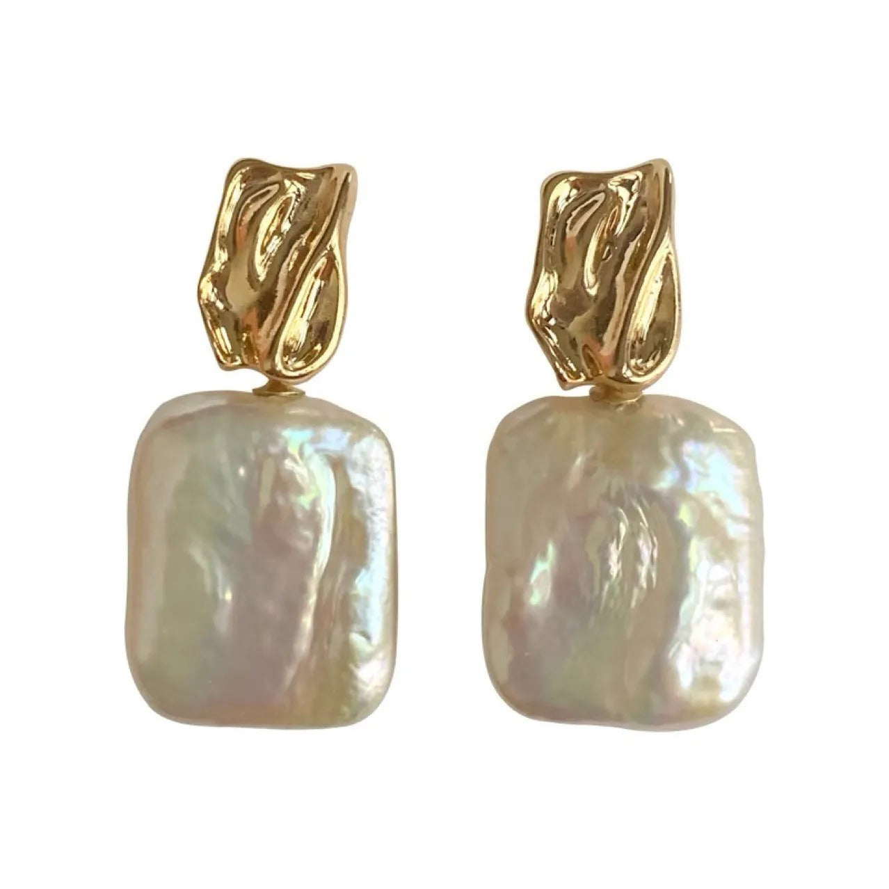 Aiah – Gold-Plated Earrings with Stylish Baroque Pearls